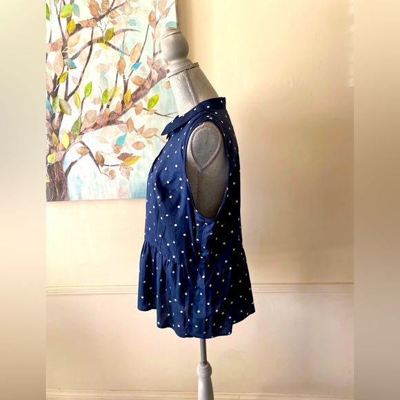 ELLE 💙🤍NAVY BLUE WITH WHITE🤍💙POLKA DOTS SLEEVELESS PLUS SIZE TOP XXL 🌟EUC🌟 - Picture 5 of 10